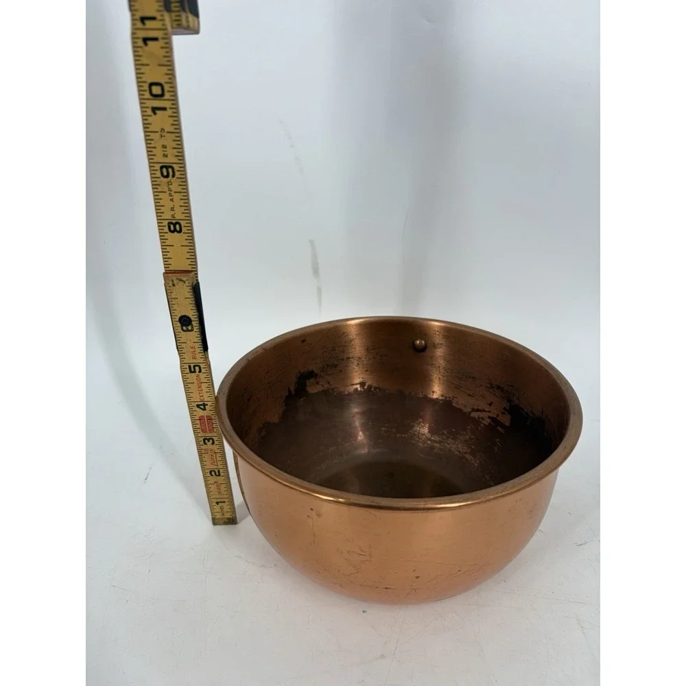 Vintage Copper Craft Guild Copper Mixing Bowl Brass Ring Handles Made USA